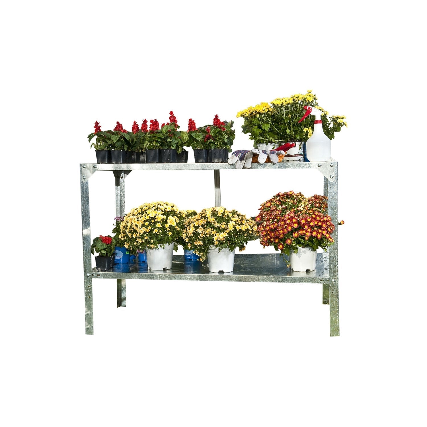 Outdoor Metal Shelving Unit Garden Potting Bench in Sturdy Galvanized Steel FastFurnishings