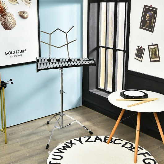 32 Note Glockenspiel Xylophone Percussion Bell Kit with Adjustable Stand W2B