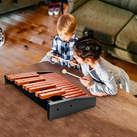 25 Notes Xylophone Wooden Percussion Educational Instrument with 2 Mallets W2B