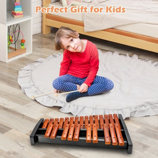 25 Notes Xylophone Wooden Percussion Educational Instrument with 2 Mallets W2B