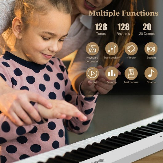 88-Key Foldable Digital Piano with MIDI and Wireless BT-Black