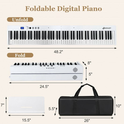 88-Key Foldable Digital Piano with MIDI and Wireless BT-Black