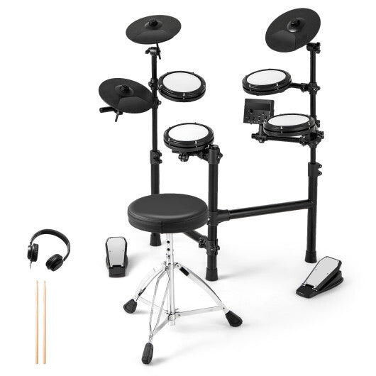Electric Drum Set Foldable Drum Kit with 10 Demos and USB MIDI and 2 Drumsticks W2B