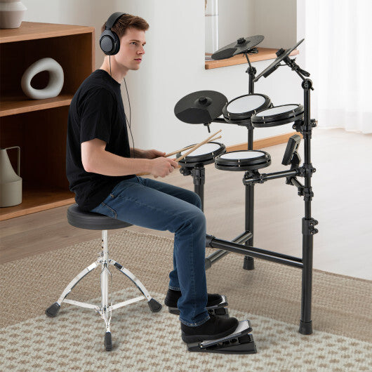 Electric Drum Set Foldable Drum Kit with 10 Demos and USB MIDI and 2 Drumsticks W2B