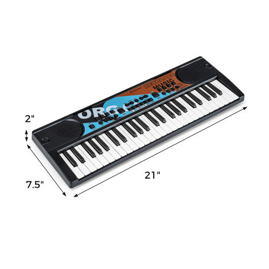 Kids Piano Keyboard 49 Keys Portable Electric Keyboard Piano with 8 Rhythms 8 Tones-Black