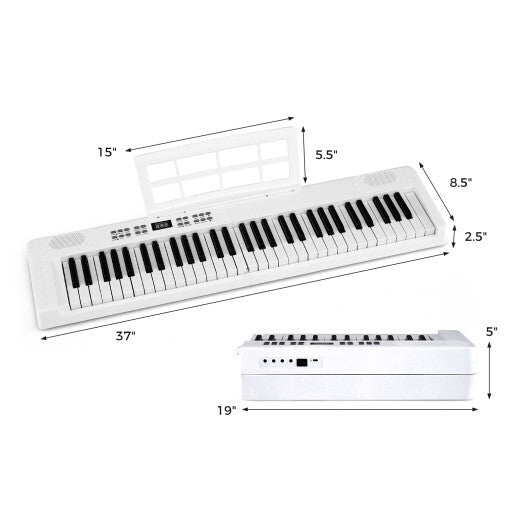 61-Key Foldable Piano Keyboard Full-size Electronic Keyboard with MIDI and Split Function-Pink