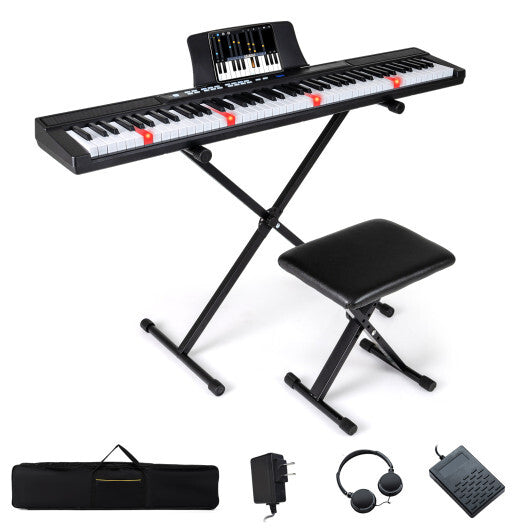 88-Key Electric Piano Keyboard with Adjustable Stand and  Portable Bag-Black