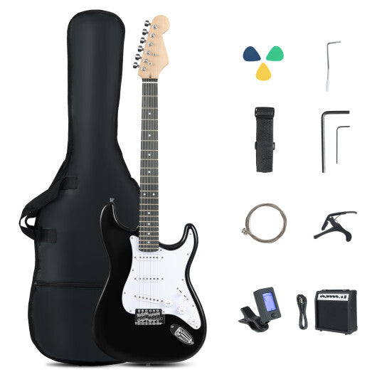 39 Inch Full Size Electric Guitar Beginner Kit with Amplifier for Starter-Blue W2B
