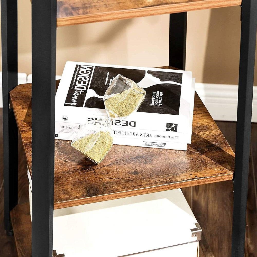 Modern Industrial Metal Frame Wood Shelf Coat Rack with 3-Shelves FastFurnishings