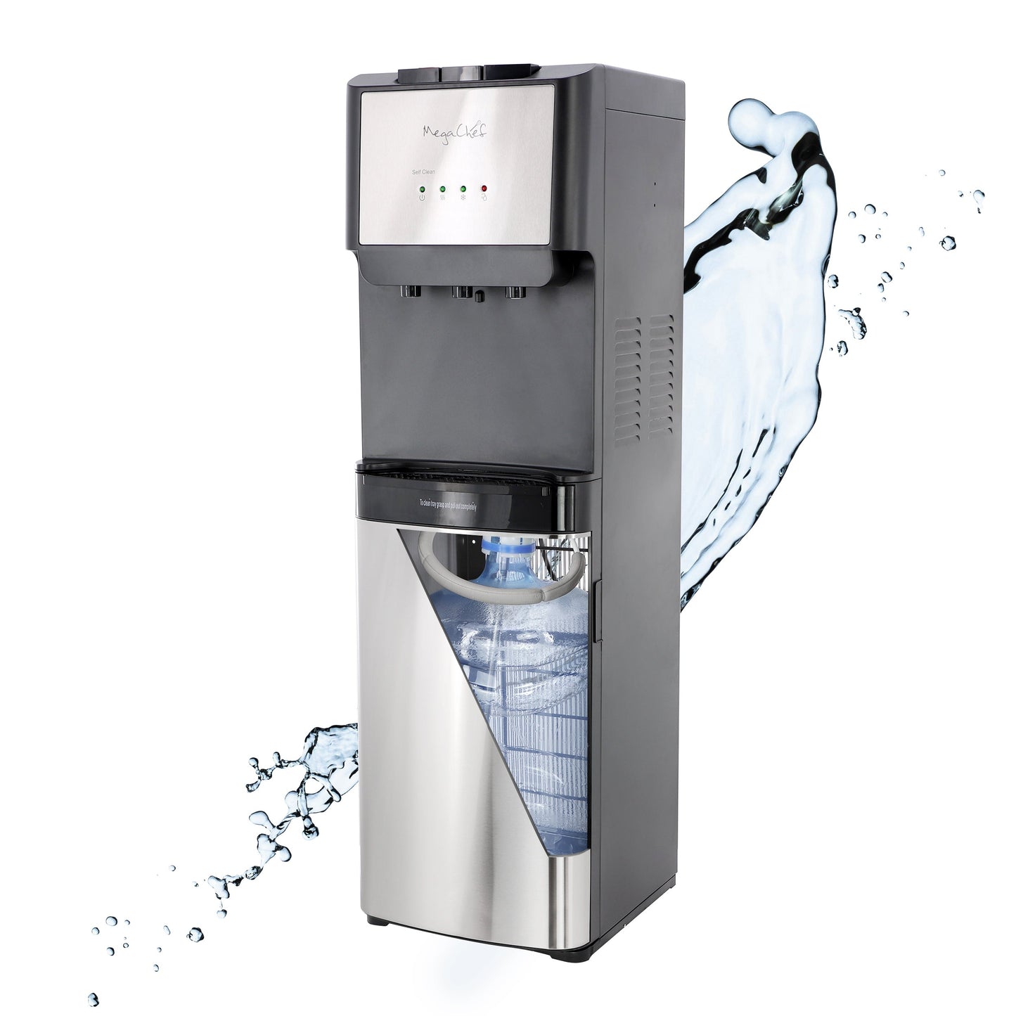 MegaChef 5 Gallon Hot, Room Temp and Cold Water Bottom Load Water Dispenser with UV Self-Cleaning W2B