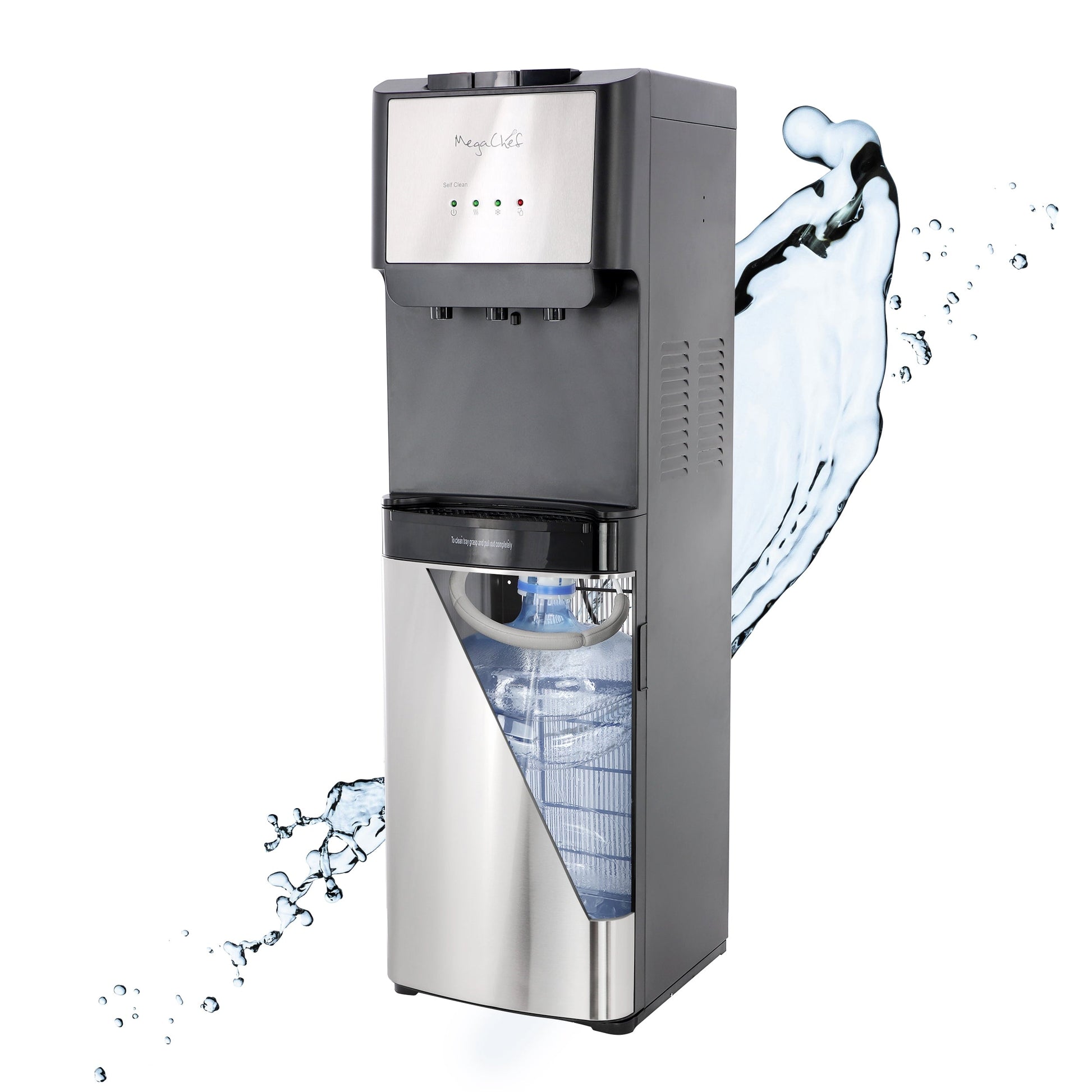 MegaChef 5 Gallon Hot, Room Temp and Cold Water Bottom Load Water Dispenser with UV Self-Cleaning W2B
