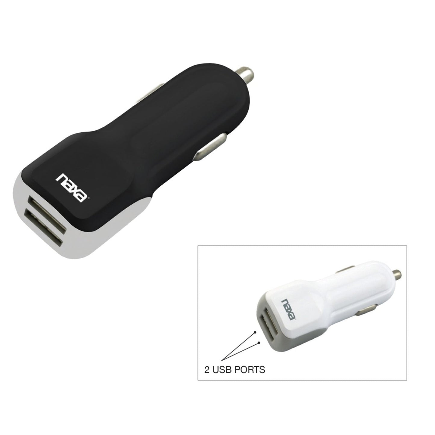 10 Watt 2.1 Amp Dual USB Car Charger-BLACK W2B
