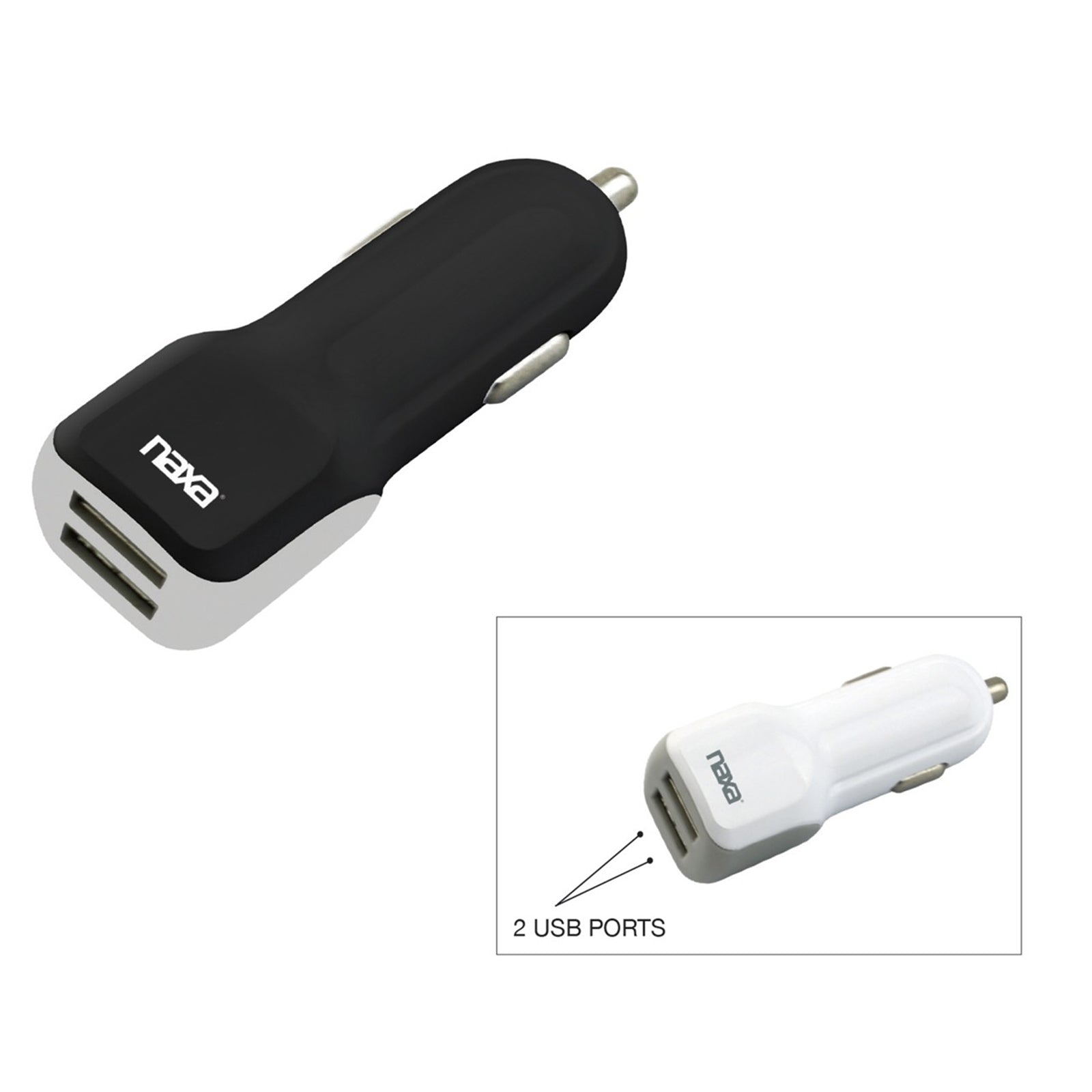 10 Watt 2.1 Amp Dual USB Car Charger-BLACK W2B