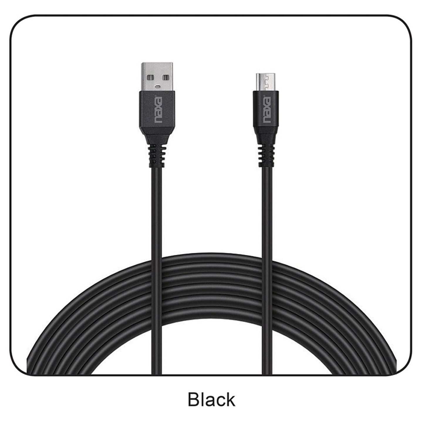 3 Ft. Fast Charge and Sync Round Micro USB Cable-BLACK W2B