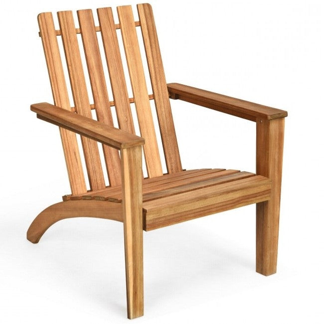 Indoor/Outdoor Acacia Wood Adirondack Lounge Armchair - Natural FastFurnishings