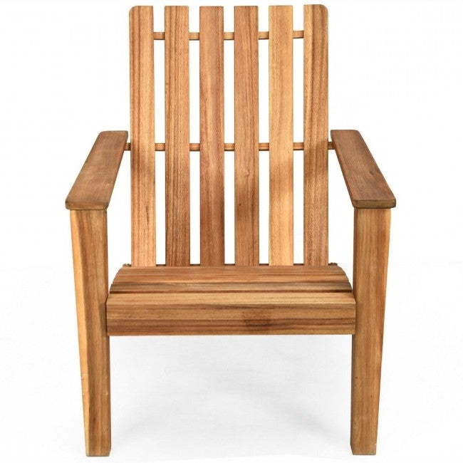 Indoor/Outdoor Acacia Wood Adirondack Lounge Armchair - Natural FastFurnishings