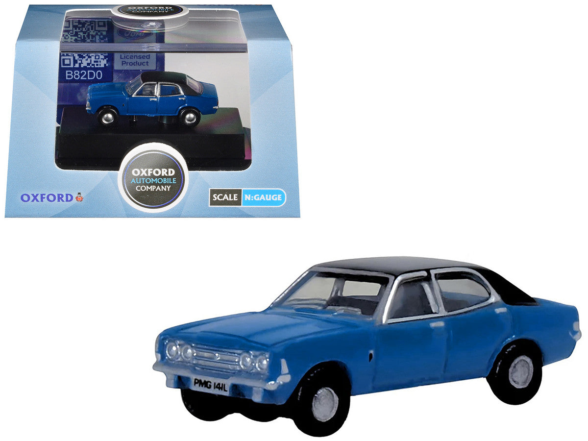 Ford Cortina MKIII RHD (Right Hand Drive) Electric Monza Blue with Black Top 1/148 (N) Scale Diecast Model Car by Oxford Diecast Oxford Diecast