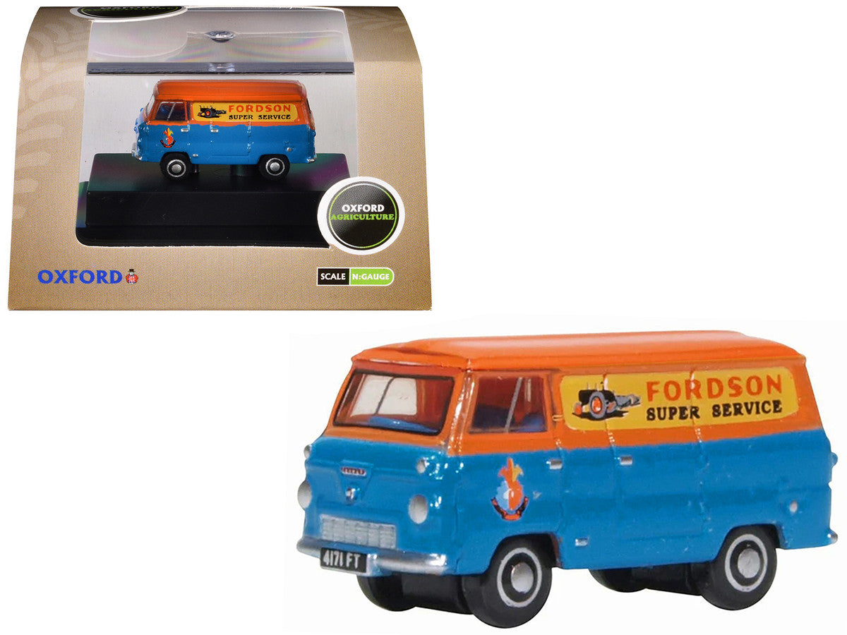Ford 400E Van RHD (Right Hand Drive) "Fordson Super Service" Blue and Orange 1/148 (N) Scale Diecast Model Car by Oxford Diecast Oxford Diecast