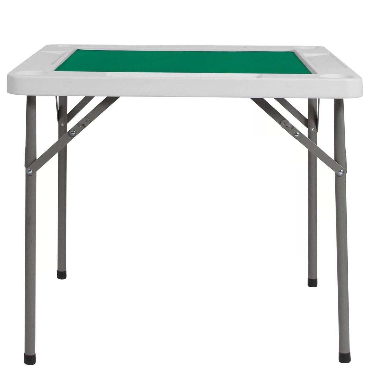 4-Player Square Folding Card Game Poker Table w/ Green Felt Top and Cup Holders Unbranded