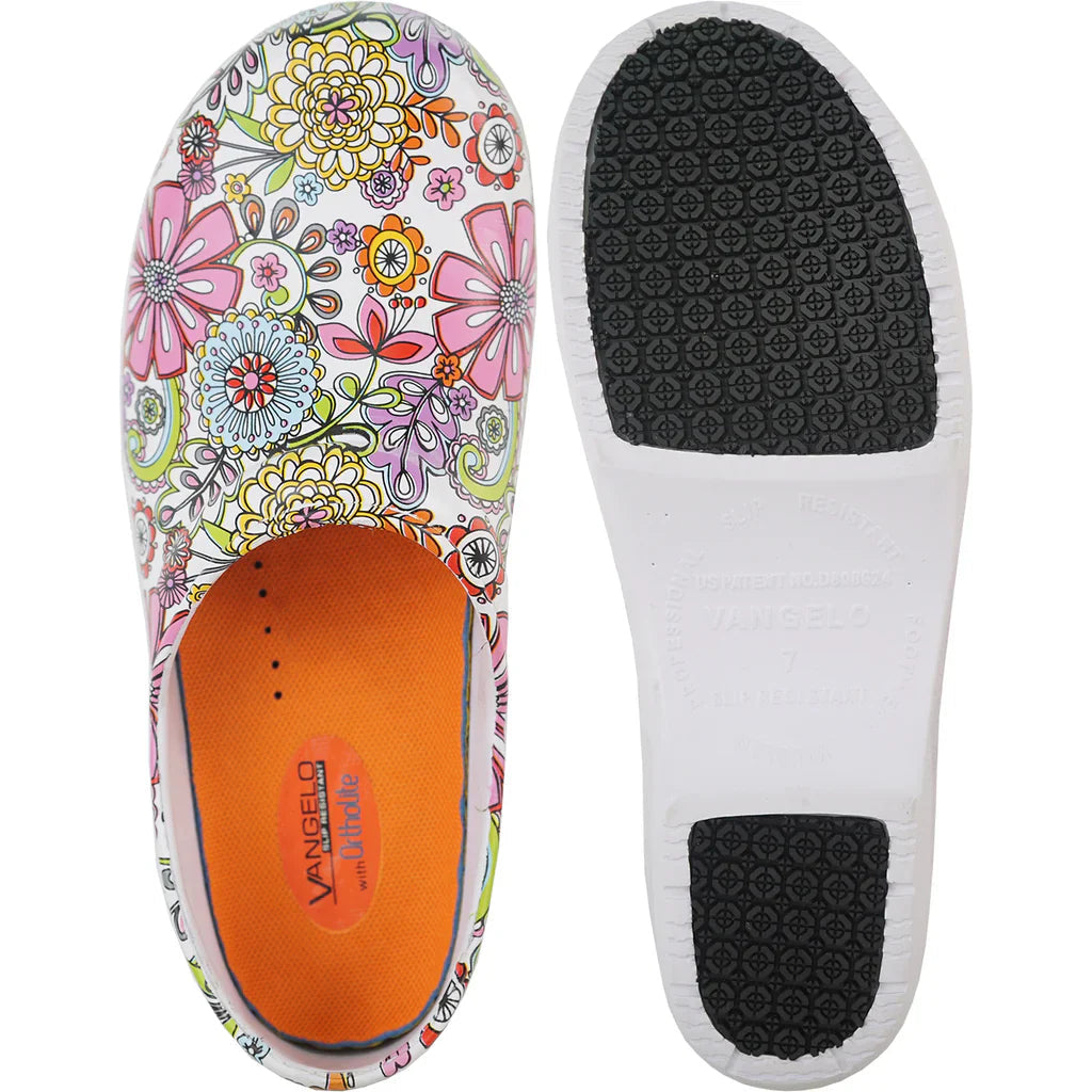 VANGELO Women Slip Resistant Clog NIKO Flower-1 Tux-USA