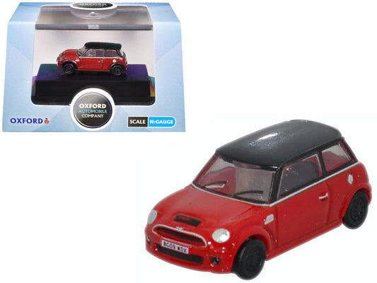 Mini Cooper S RHD (Right Hand Drive) Chili Red with Black Top 1/148 (N) Scale Diecast Model Car by Oxford Diecast Oxford Diecast