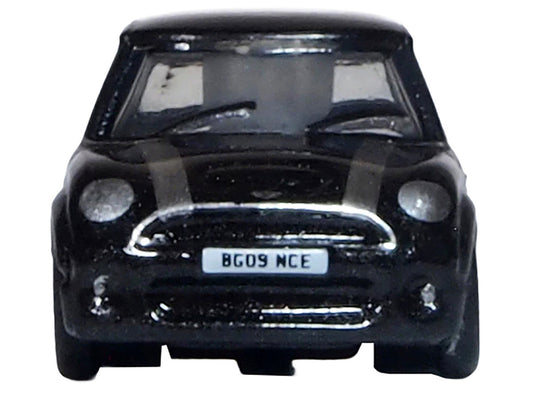 Mini Cooper S RHD (Right Hand Drive) Midnight Black with Silver Stripes 1/148 (N) Scale Diecast Model Car by Oxford Diecast Oxford Diecast