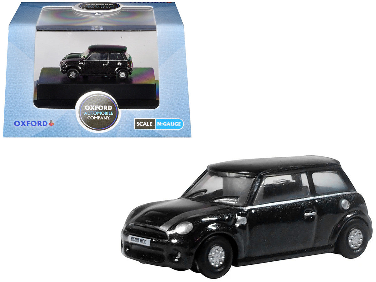 Mini Cooper S RHD (Right Hand Drive) Midnight Black with Silver Stripes 1/148 (N) Scale Diecast Model Car by Oxford Diecast Oxford Diecast
