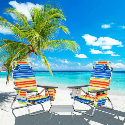 2 Packs 5-Position Outdoor Folding Backpack Beach Table Chair Reclining Chair Set-Yellow - Color: Yellow W2B