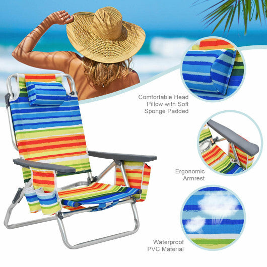 2 Packs 5-Position Outdoor Folding Backpack Beach Table Chair Reclining Chair Set-Yellow - Color: Yellow W2B