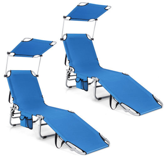 Set of 2 Portable Reclining Chair with 5 Adjustable Positions-Black W2B