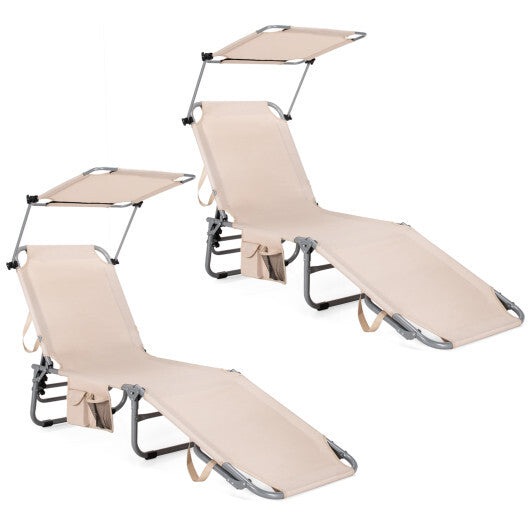 Set of 2 Portable Reclining Chair with 5 Adjustable Positions-Black W2B