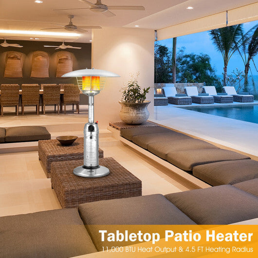 11 000 BTU Portable Tabletop Propane Patio Standing Heater-Black W2B