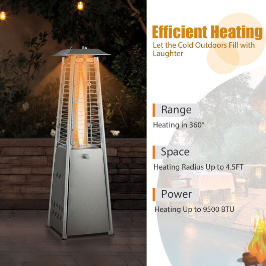 10000 BTU Portable Stainless Steel Tabletop Patio Heater with Glass Tube W2B