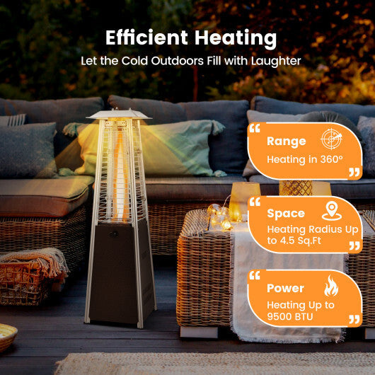 10000 BTU Portable Steel Tabletop Patio Heater with Glass Tube W2B