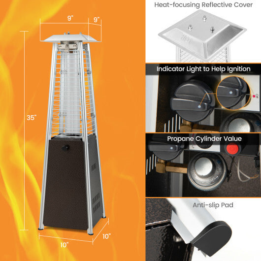 10000 BTU Portable Steel Tabletop Patio Heater with Glass Tube W2B