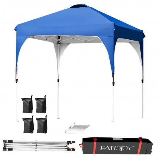 6.6 x 6.6 Feet Outdoor Pop Up Height Adjustable Canopy Tent with Roller Bag-Blue W2B