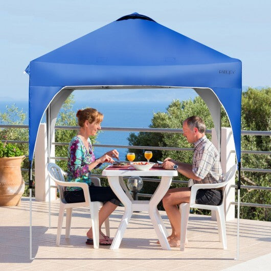 6.6 x 6.6 Feet Outdoor Pop Up Height Adjustable Canopy Tent with Roller Bag-Blue W2B