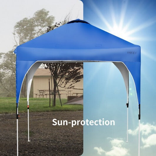 6.6 x 6.6 Feet Outdoor Pop Up Height Adjustable Canopy Tent with Roller Bag-Blue W2B