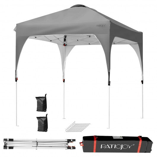 6.6 x 6.6 Feet Outdoor Pop Up Height Adjustable Canopy Tent with Roller Bag-Blue W2B