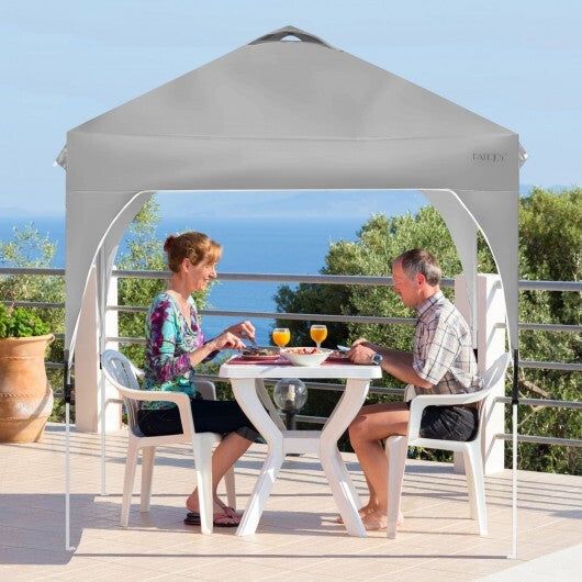 6.6 x 6.6 Feet Outdoor Pop Up Height Adjustable Canopy Tent with Roller Bag-Blue W2B