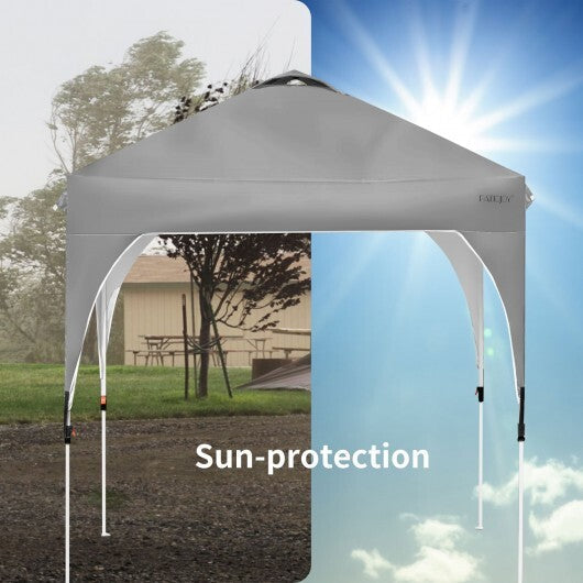 6.6 x 6.6 Feet Outdoor Pop Up Height Adjustable Canopy Tent with Roller Bag-Blue W2B