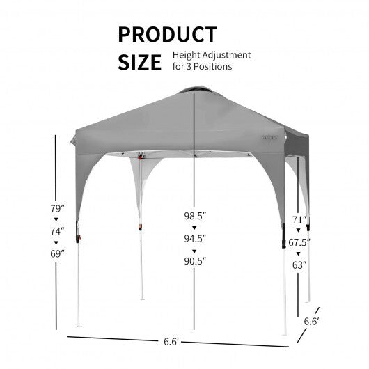 6.6 x 6.6 Feet Outdoor Pop Up Height Adjustable Canopy Tent with Roller Bag-Blue W2B