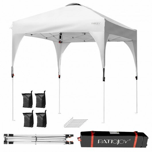 6.6 x 6.6 Feet Outdoor Pop Up Height Adjustable Canopy Tent with Roller Bag-Blue W2B