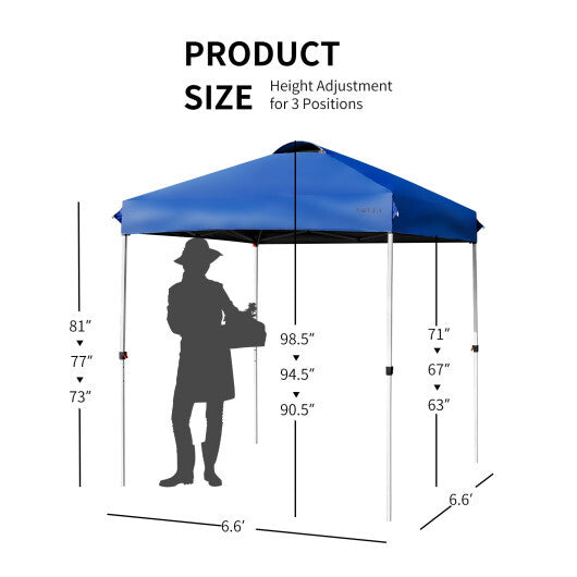 6.6 x 6.6 Feet Outdoor Pop-up Canopy Tent with Roller Bag-Pink W2B