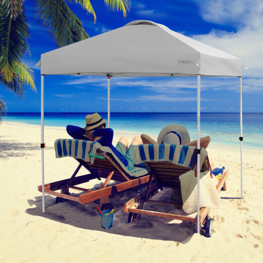 6.6 x 6.6 Feet Outdoor Pop-up Canopy Tent with Roller Bag-Pink W2B