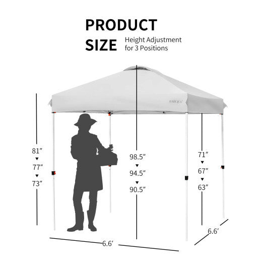 6.6 x 6.6 Feet Outdoor Pop-up Canopy Tent with Roller Bag-Pink W2B