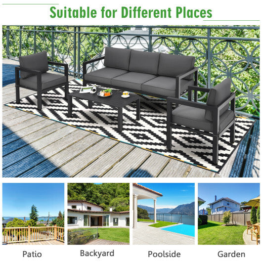 4 Pieces Outdoor Furniture Set for Backyard and Poolside-Gray W2B