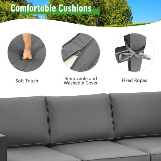 4 Pieces Outdoor Furniture Set for Backyard and Poolside-Gray W2B