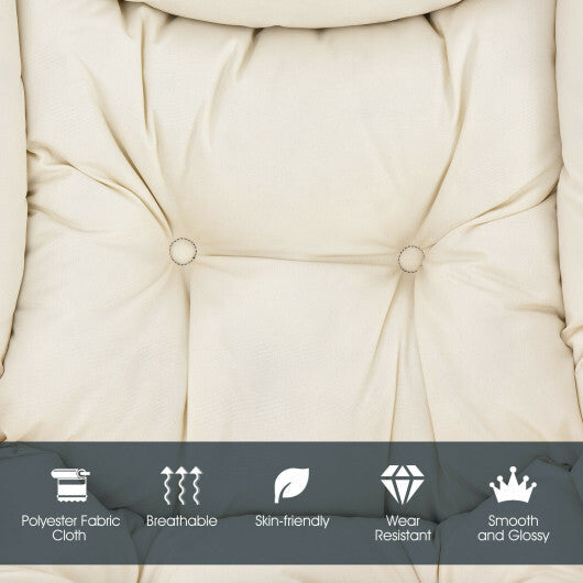 Modern Polyester Fabric Lazy Chair with Steel Frame and Side Pocket-Beige W2B
