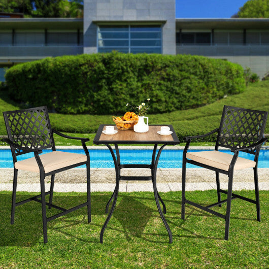Patio Square Bar Table for Garden Backyard - Color: Black W2B